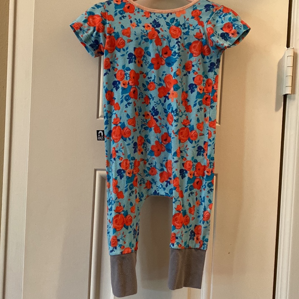 RAGS | Short Sleeve Henley - 'Blue Poppy Floral' - Coral - 6-12M - Picture 3 of 6